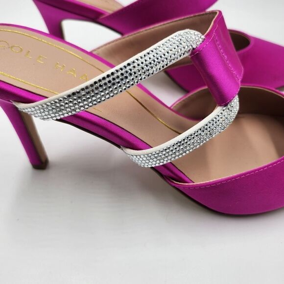 *NWOB Cole Haan Gabbie fuchsia Pink satin jeweled Mule 7.5B - Picture 4 of 11